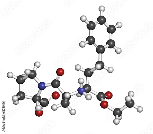 Enalapril high blood pressure drug molecule. photo