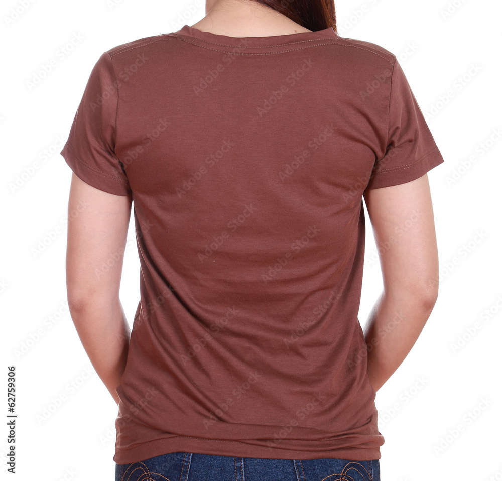 close-up female with blank t-shirt (back side) close-up female with blank t-shirt (back side)