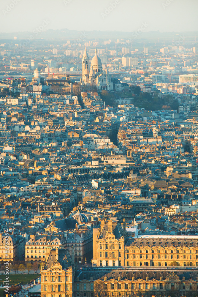 Aerial view of Sacre-Coeur in Paris