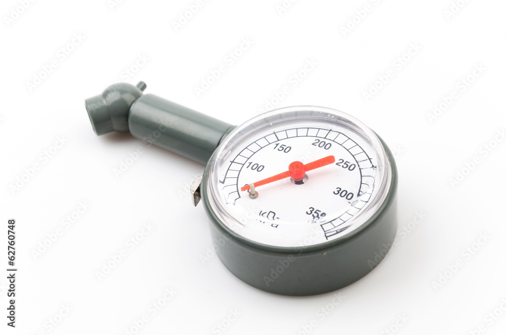 Tire pressure gauge isolated white background Tire pressure gauge isolated white background