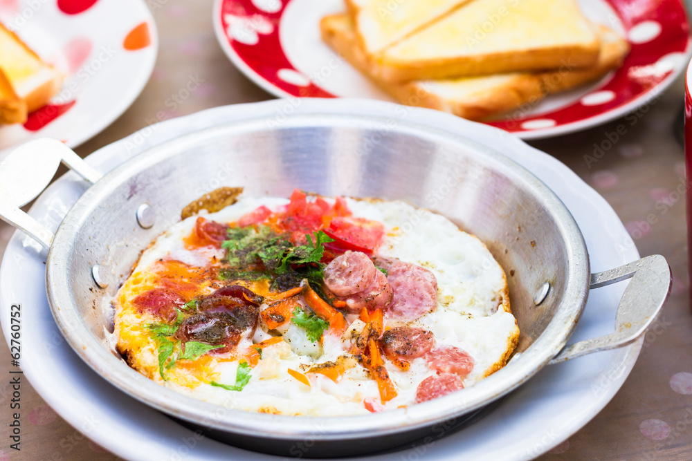 asian style fried egg in pan dish asian style fried egg in pan dish