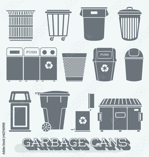 Vector Set: Garbage Cans and Recycling Bins