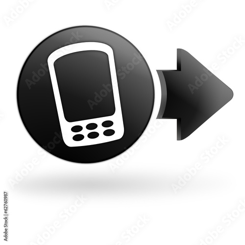 téléphone mobile sur bouton noir