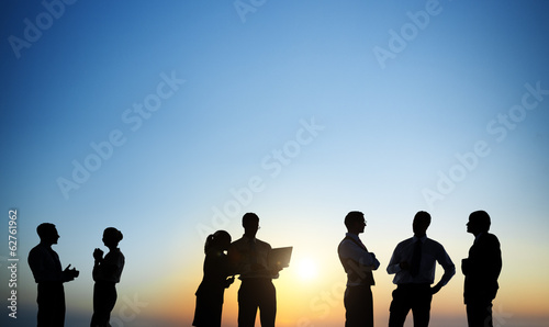 Group Of Business People Working Outdoors