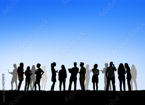 Silhouette Of Business People Working Outdoors
