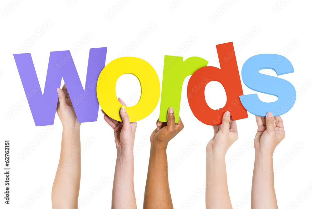 Multi-Ethnic Hands Holding Words