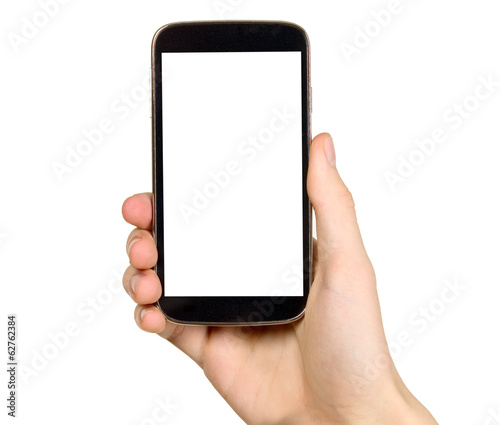 Man is holding smartphone