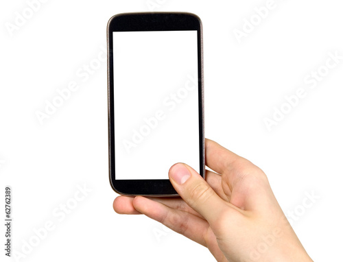 Man is holding smartphone