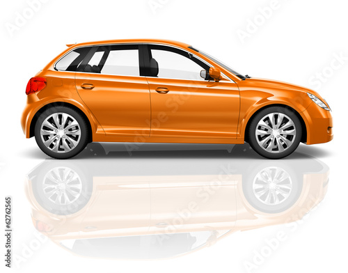 Orange 3D Hatchback Car