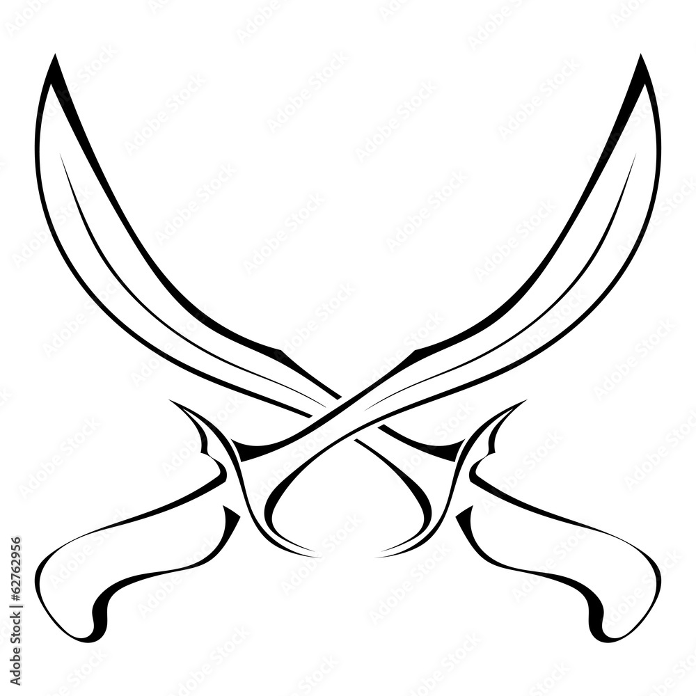 Crossed knives on a white background Crossed knives on a white background