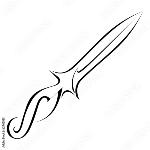 Black silhouette tattoo knife on a white background