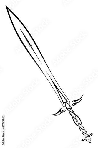 Black sword on a white background