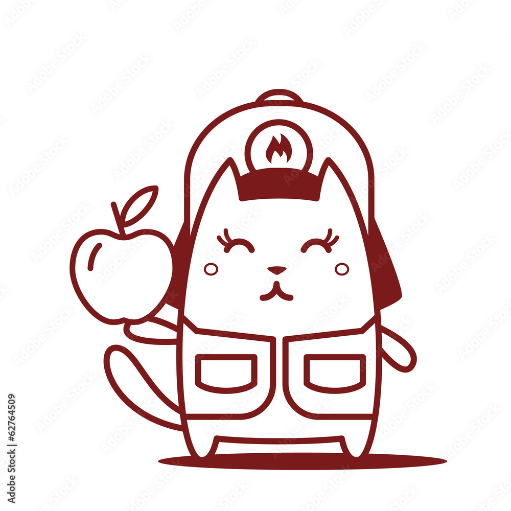 Fototapeta premium Character firefighter in coveralls and helmet line art