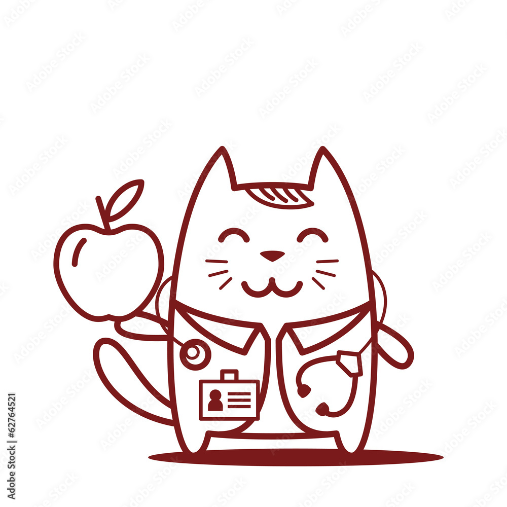 Character doctor in medical coat with a stethoscope line art Character doctor in medical coat with a stethoscope line art