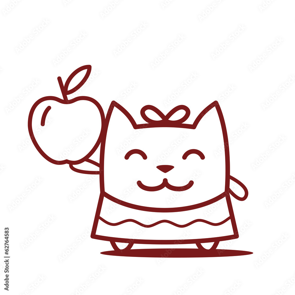 Character little girl in a dress with a bow on head line art Character little girl in a dress with a bow on head line art