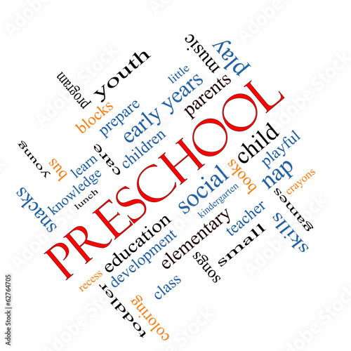 Preschool Word Cloud Concept Angled #62764705
