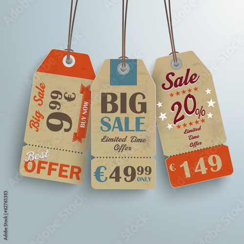 3 Vintage Price Sticker Silver Background