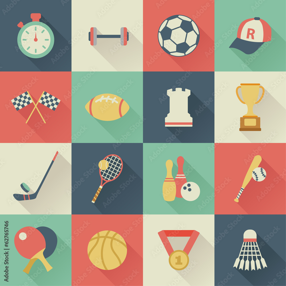 set of square sport icons - obrazy, fototapety, plakaty 