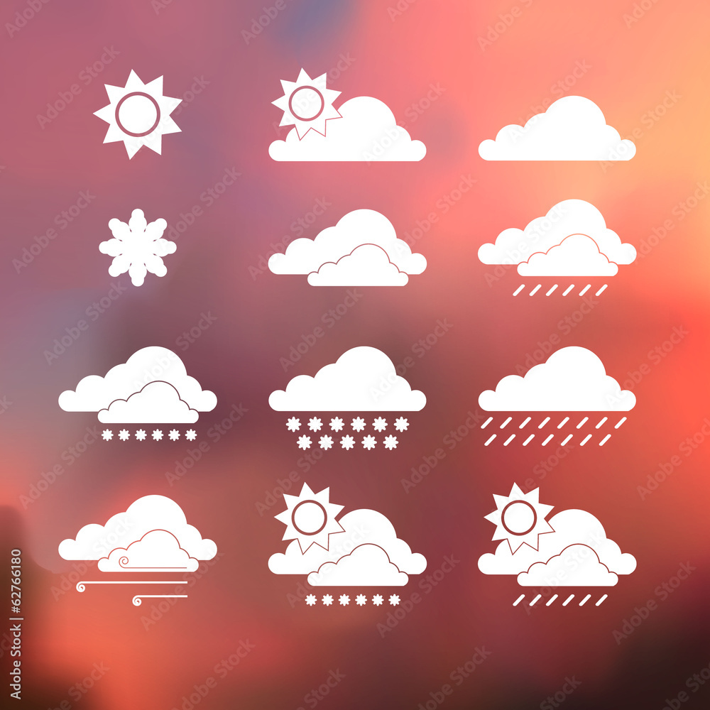 Weather Vector Icons on blurred background. Isolated Weather Vector Icons on blurred background. Isolated