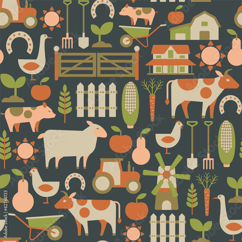 seamless pattern with farm related items