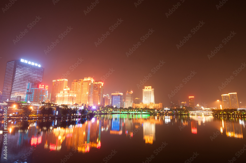 modern city at night, Nanning, China