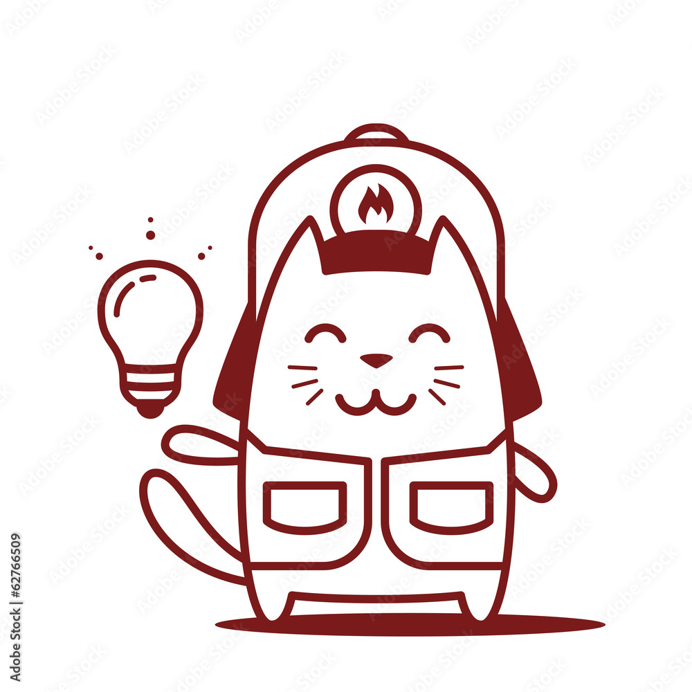 Character firefighter in coveralls and helmet line art Character firefighter in coveralls and helmet line art