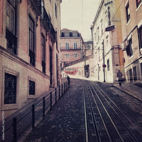 tram tracks in Lisbon
