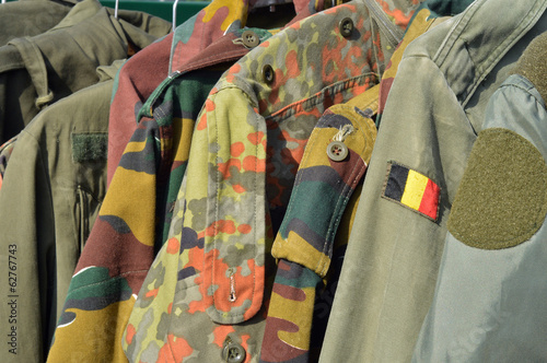 Dump of Military wear on a flea market photo