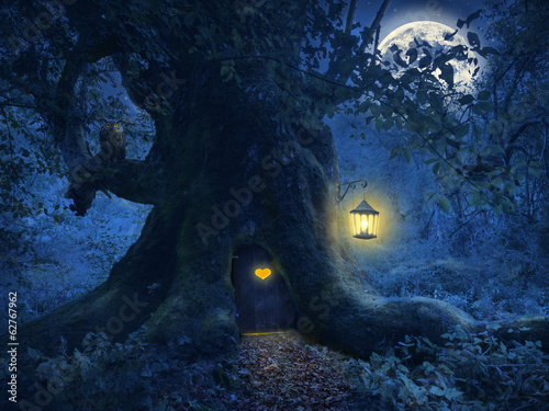 Canvas Print Tree home in the magic forest