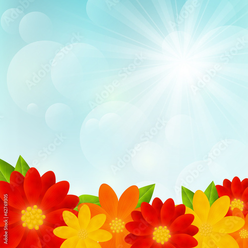 Bright flowers on sunny background © evgeniya_m