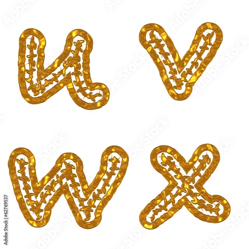 U,V,W,X, Buchstaben,Crandall,Gold photo