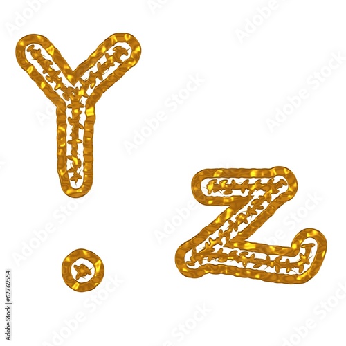 Y Z ,Buchstaben,Crandall, Gold photo