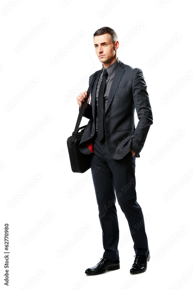 businessman with bag isolated on a white background businessman with bag isolated on a white background