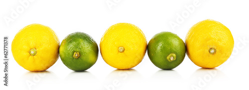 Lemons and limes  isolated on white