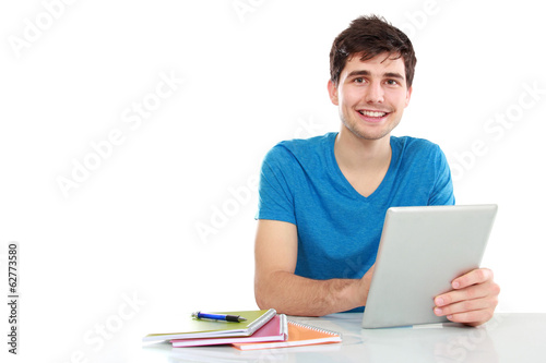 young student using tablet pc