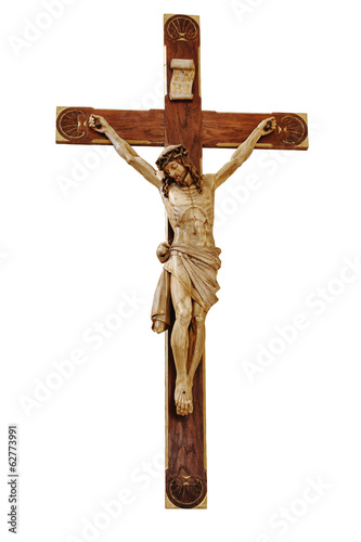 Jesus on the cross isolated in white