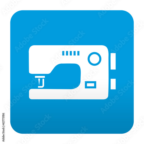 Etiqueta tipo app azul simbolo maquina de coser