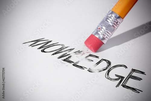 Pencil erasing the word Knowledge