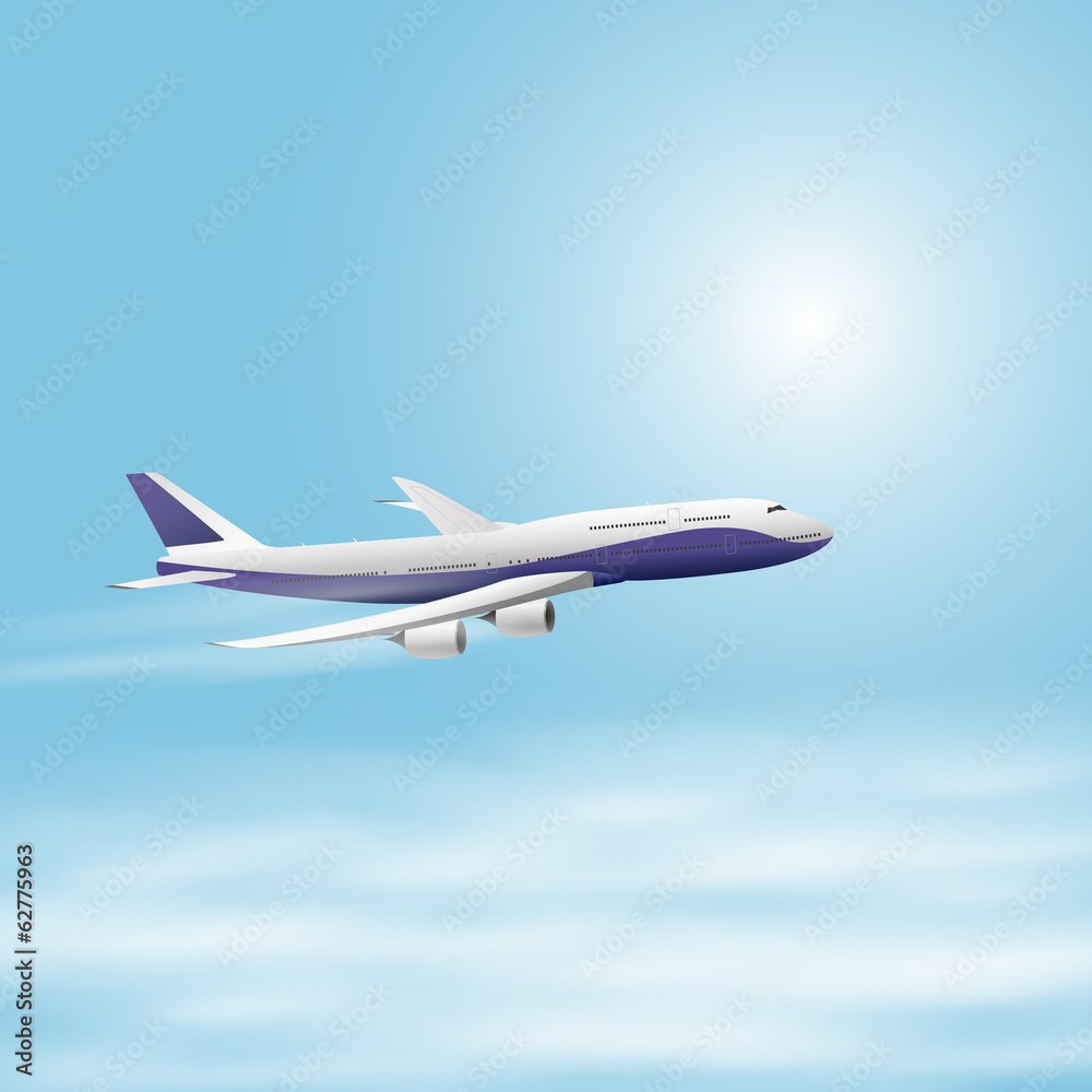 Illustration of airplane in the sky