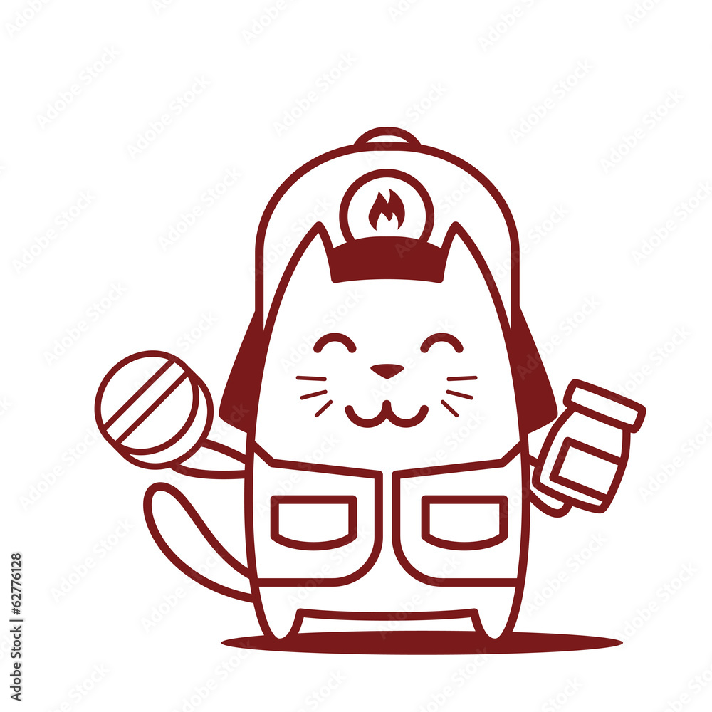 Character firefighter in coveralls and helmet line art Character firefighter in coveralls and helmet line art
