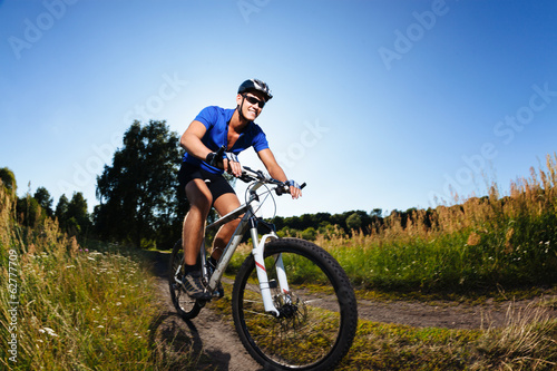 Cyclist riding mountain bike