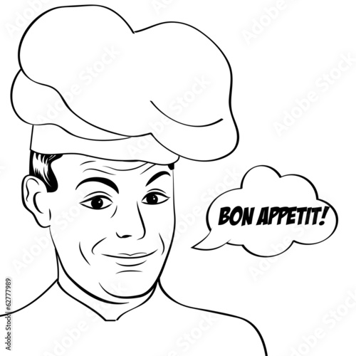 pop art man in cooker uniform