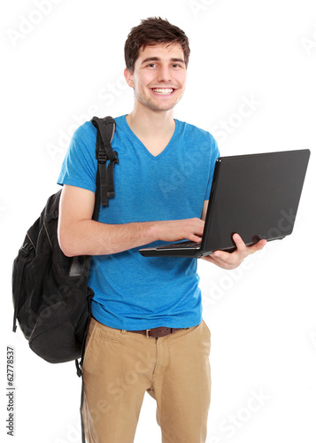 Young male student with laptop