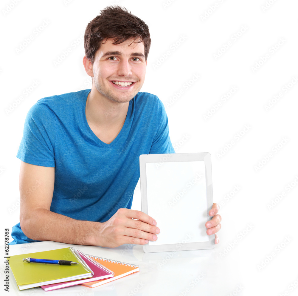 Man showing screen of digital tablet Man showing screen of digital tablet