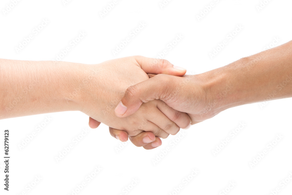 woman and man shacking hand