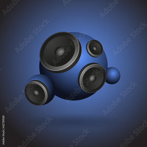 Abstract blue music background with round speakers