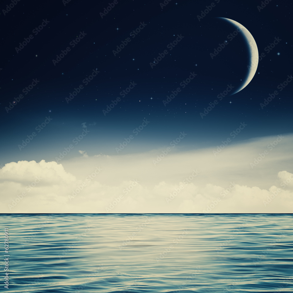 Starry night on the ocean, abstract environmental backgrounds