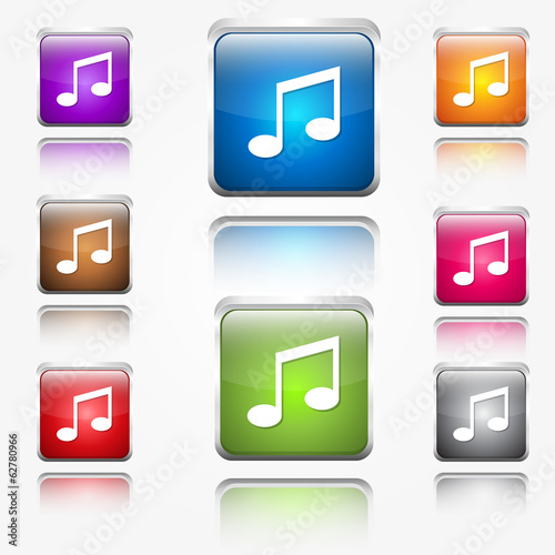 Free Download Music Notes Sign Round Corner Vector Web Icon Button Set - GFXLoad
