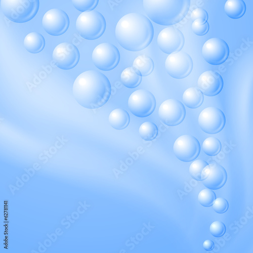 Bubbles on blue wave background