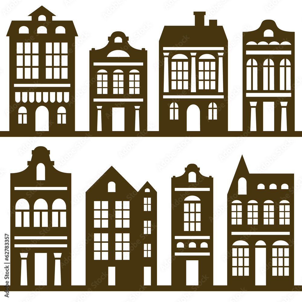 houses silhouette set